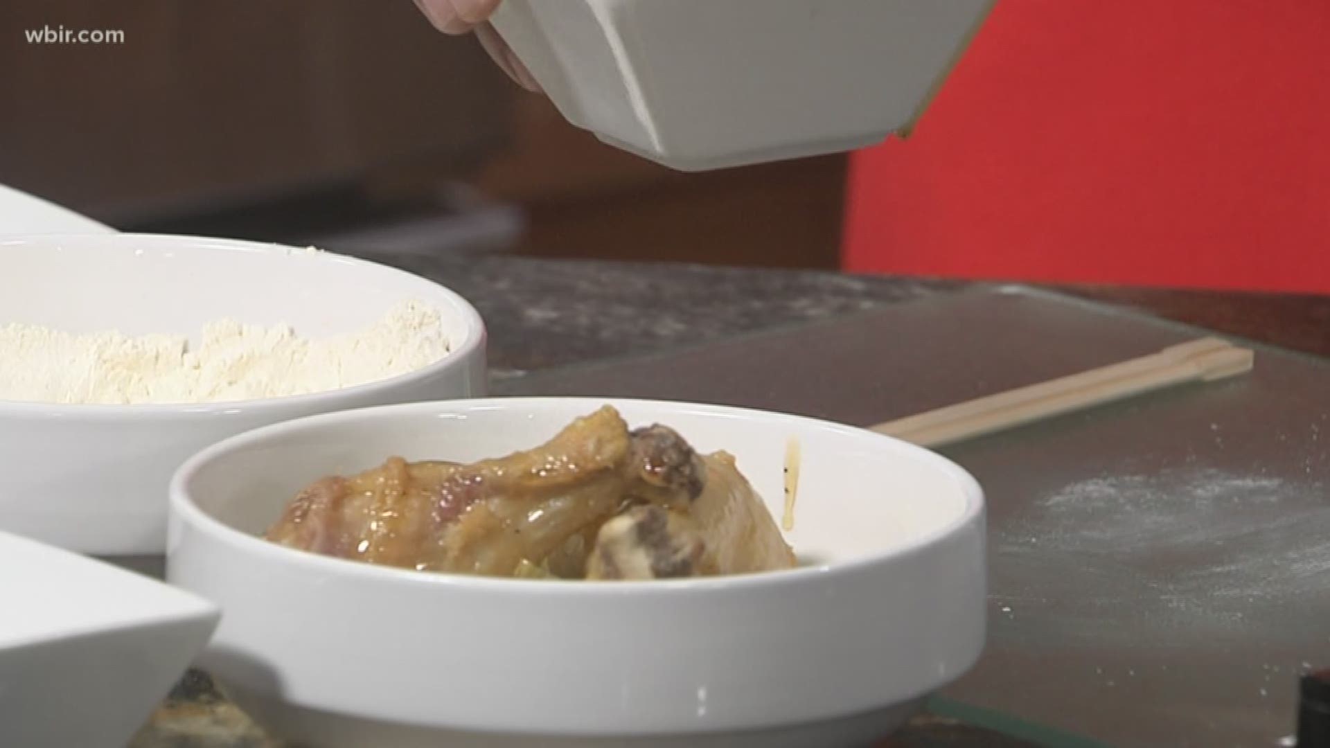 Tomo Japanese Restaurant shows us how to make "JFC," which stands for Japanese fried chicken.