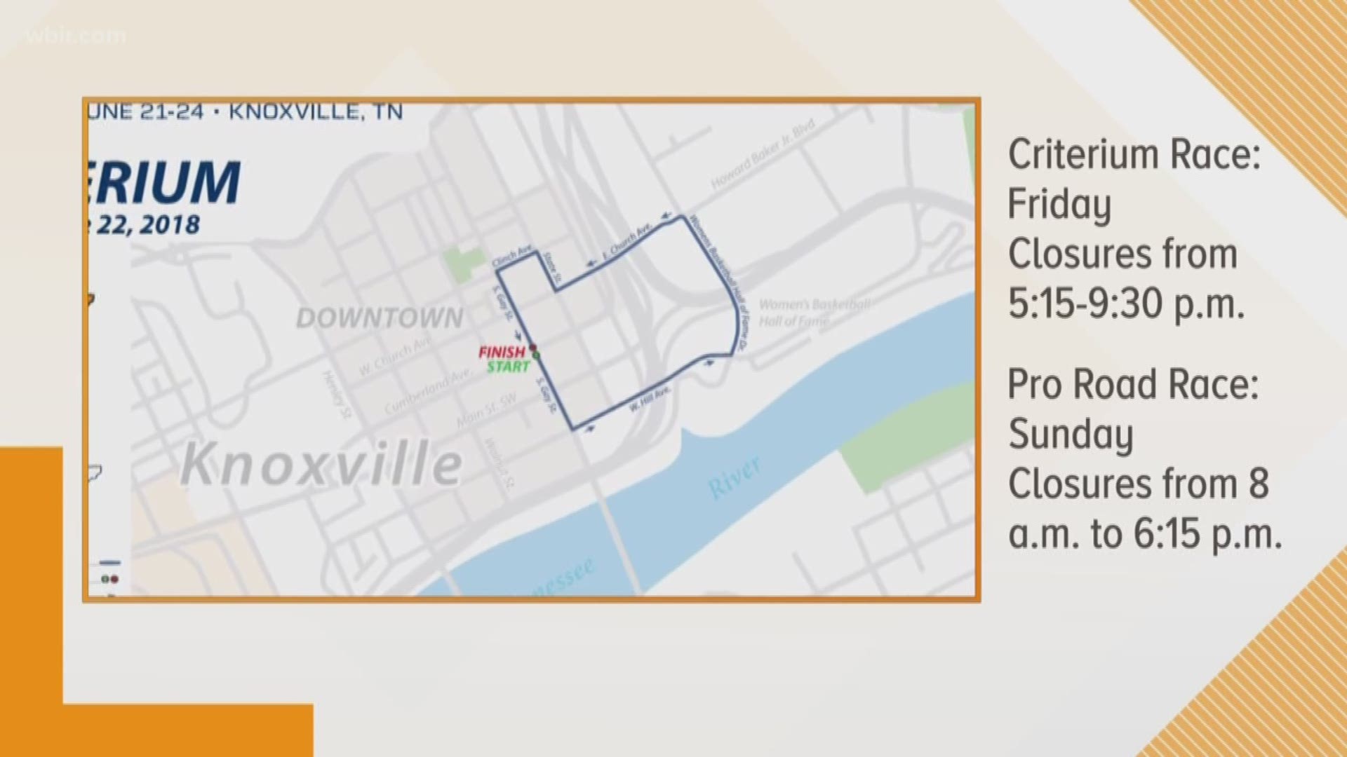 The national cycling event will see a few streets closed on Friday and Sunday.