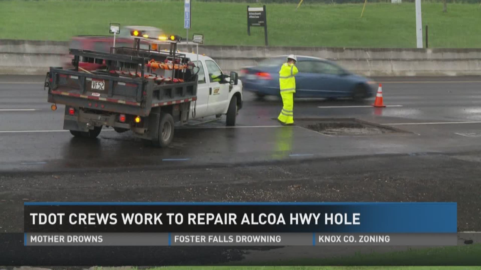 The lane closure is in the northbound lane of Alcoa Highway near the University of Tennessee Medical Center.