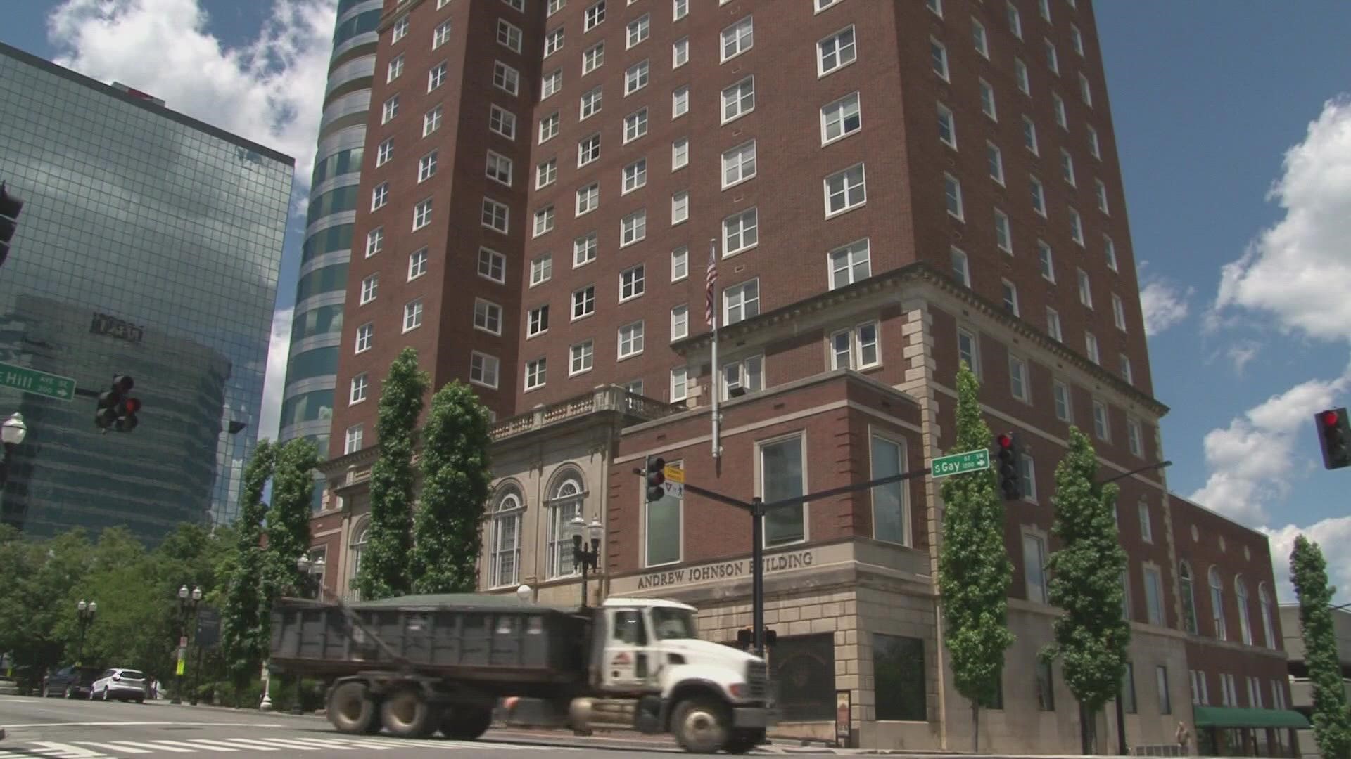 The Knox County Commission approved changes to the PILOT agreement with developers to turn the Andrew Johnson Building into a hotel.