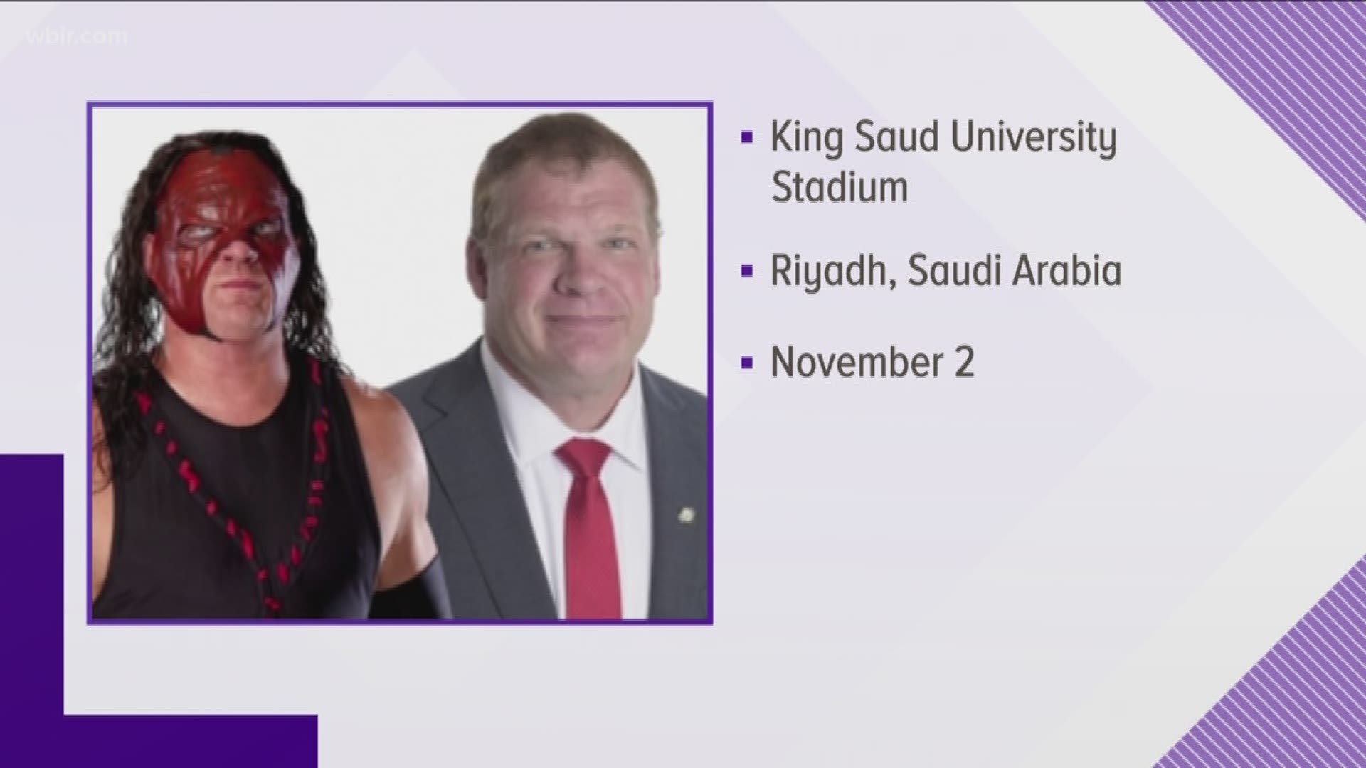 Knox County mayor Glenn Jacobs is headed to Saudi Arabia next month as his WWE character Kane.