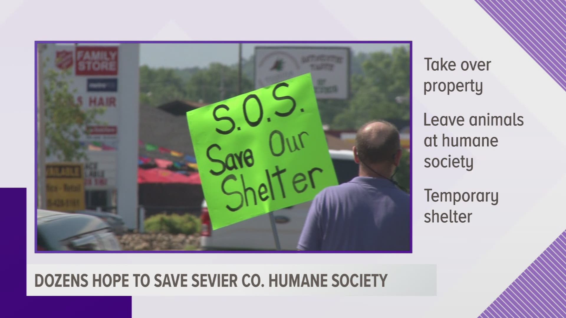Dozens of people took to the streets today because they don't want Sevier County to take over the humane society's property.