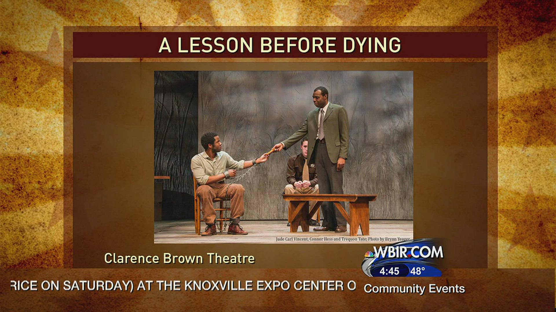 March 4, 2016Live at Five at 4Clarence Brown Theatre's Production of A Lesson Before DyingRuns through March 13http://clarencebrowntheatre.com/