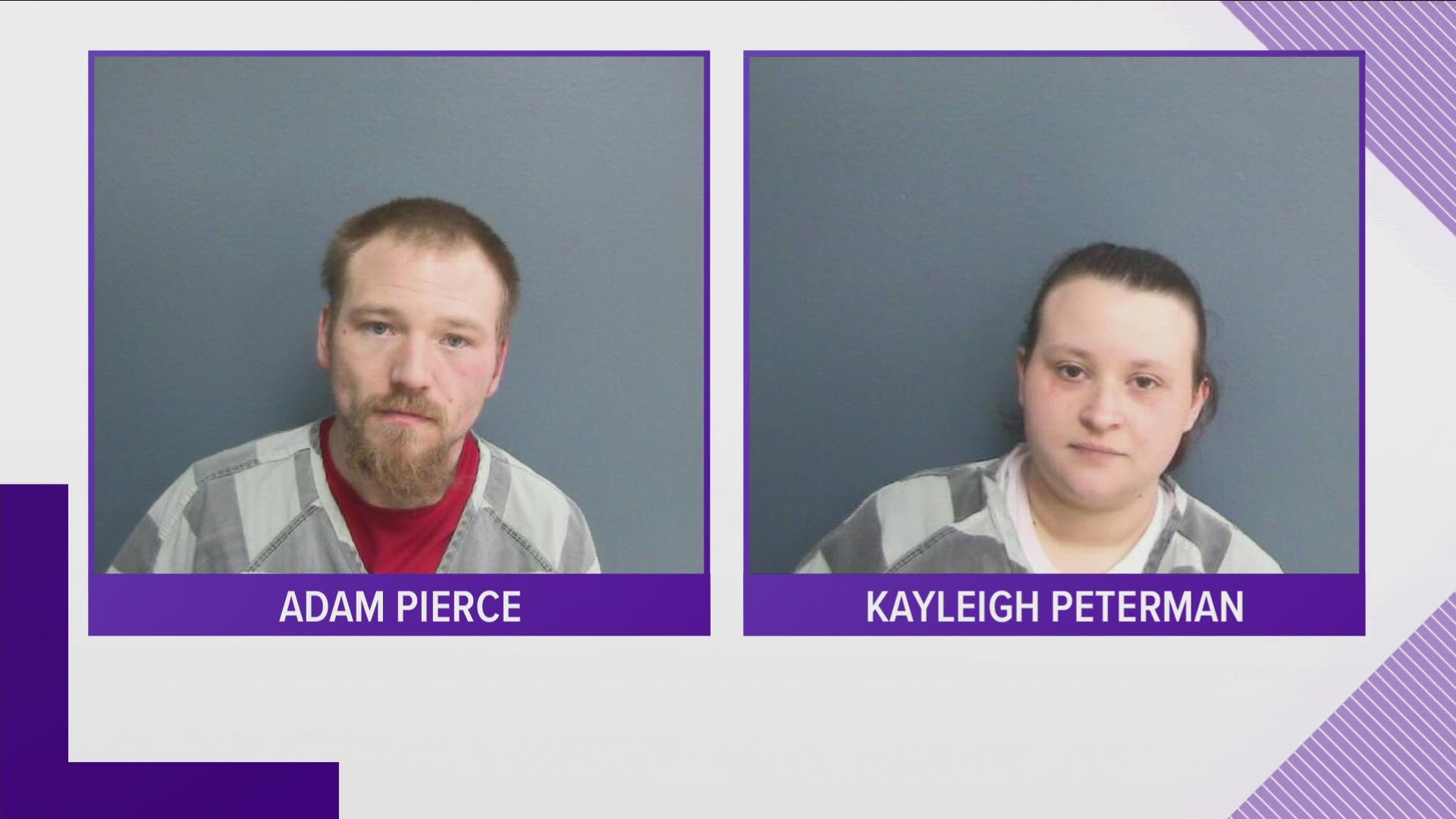 Kayleigh Peterman and Adam Pierce face a charge of aggravated child abuse or neglect.