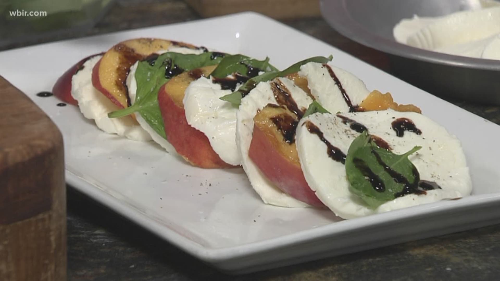 Today Kim Wilcox from It's All So Yummy Cafe is joining us in the kitchen! She is going to show us how to make a peach caprese salad.