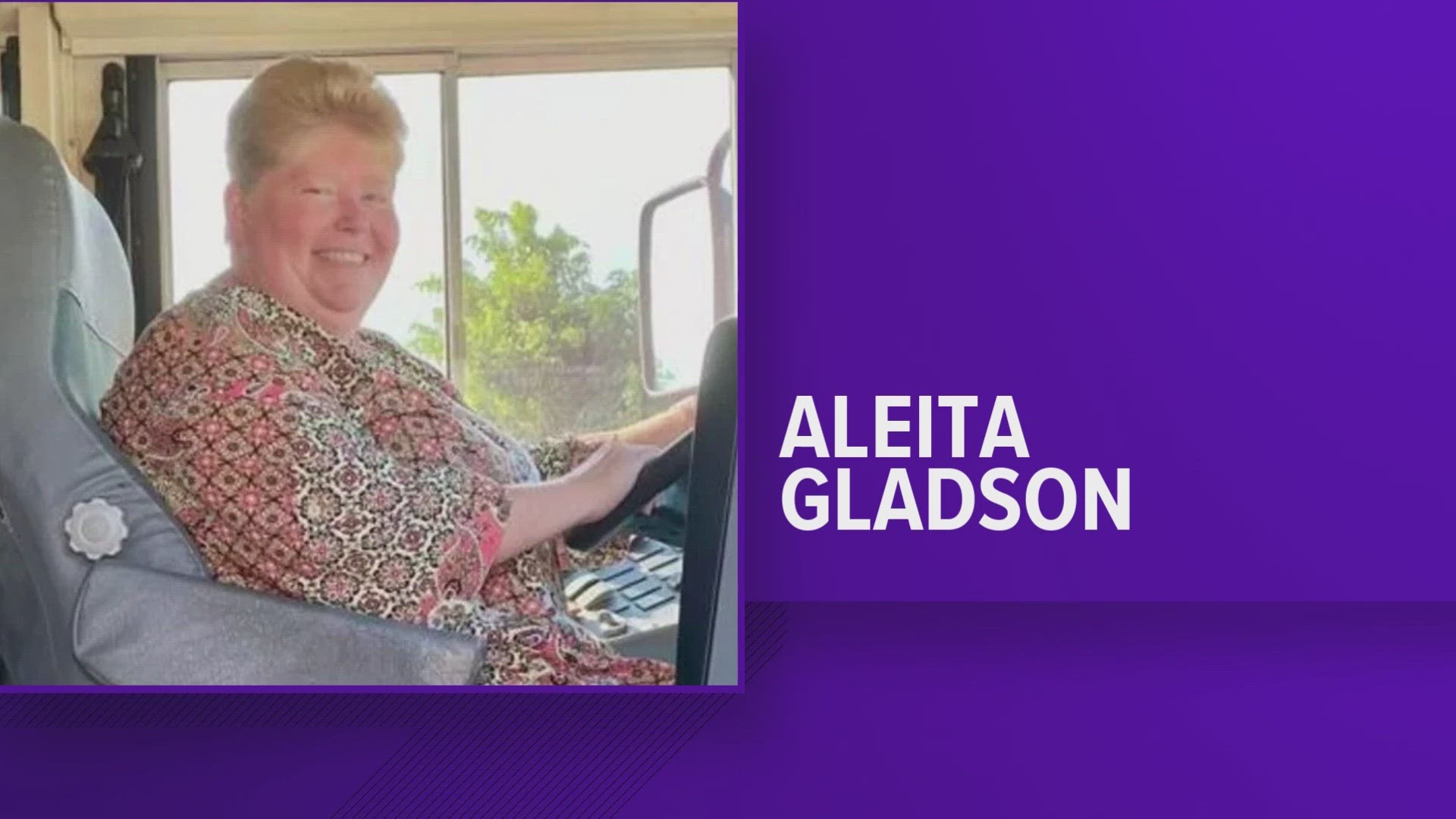 55-year-old Aleita Gladson died after a pick-up truck crossed into her lane.