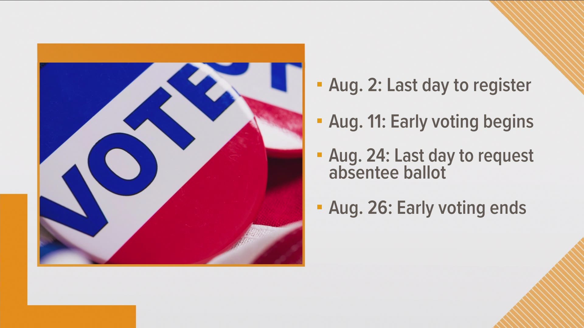 Here are some dates you need to know leading up to the primary election.