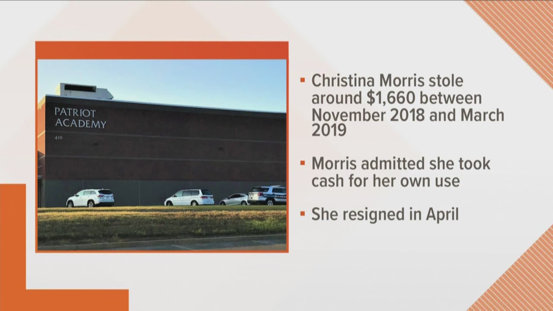 She told authorities she was holding onto cash for herself before resigning on April 11.