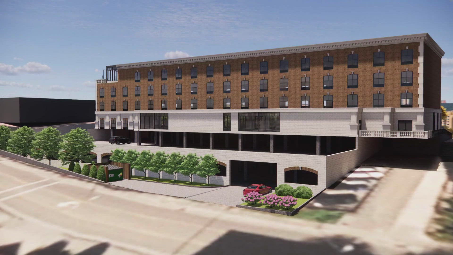 According to the developer, the 100-room Holiday Inn will feature a rooftop bar.