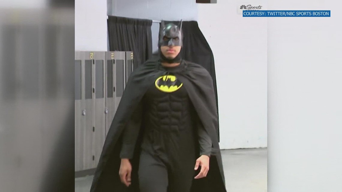 Celtics' Grant Williams enters TD Garden dressed as Batman 