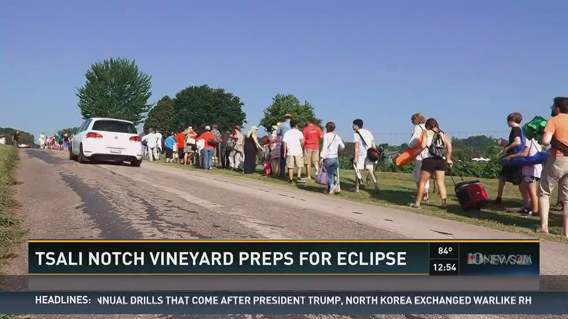 People started lining up at 2:30 a.m. to view the eclipse at Tsali Notch Vineyard.
