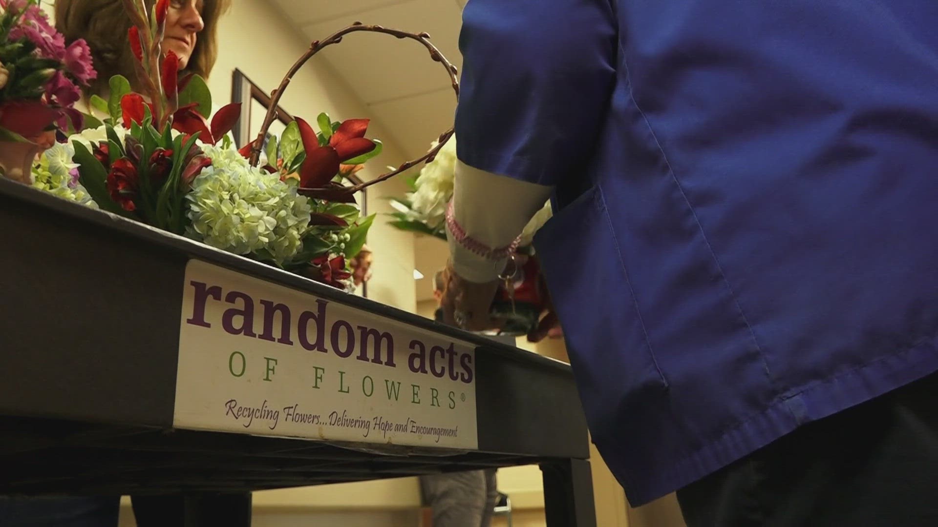 Random Acts of Flowers delivered bouquets to people in the hospital, celebrating National Random Acts of Kindness Day.