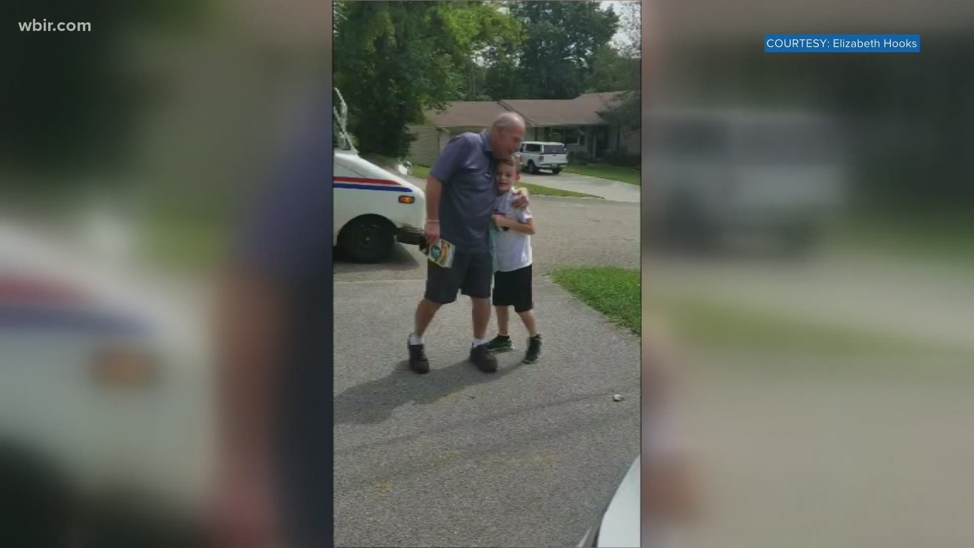 11-year-old Talan waits by the window for the mailman to show up everyday. This day was extra special because it was the mailman's final day before retirement.