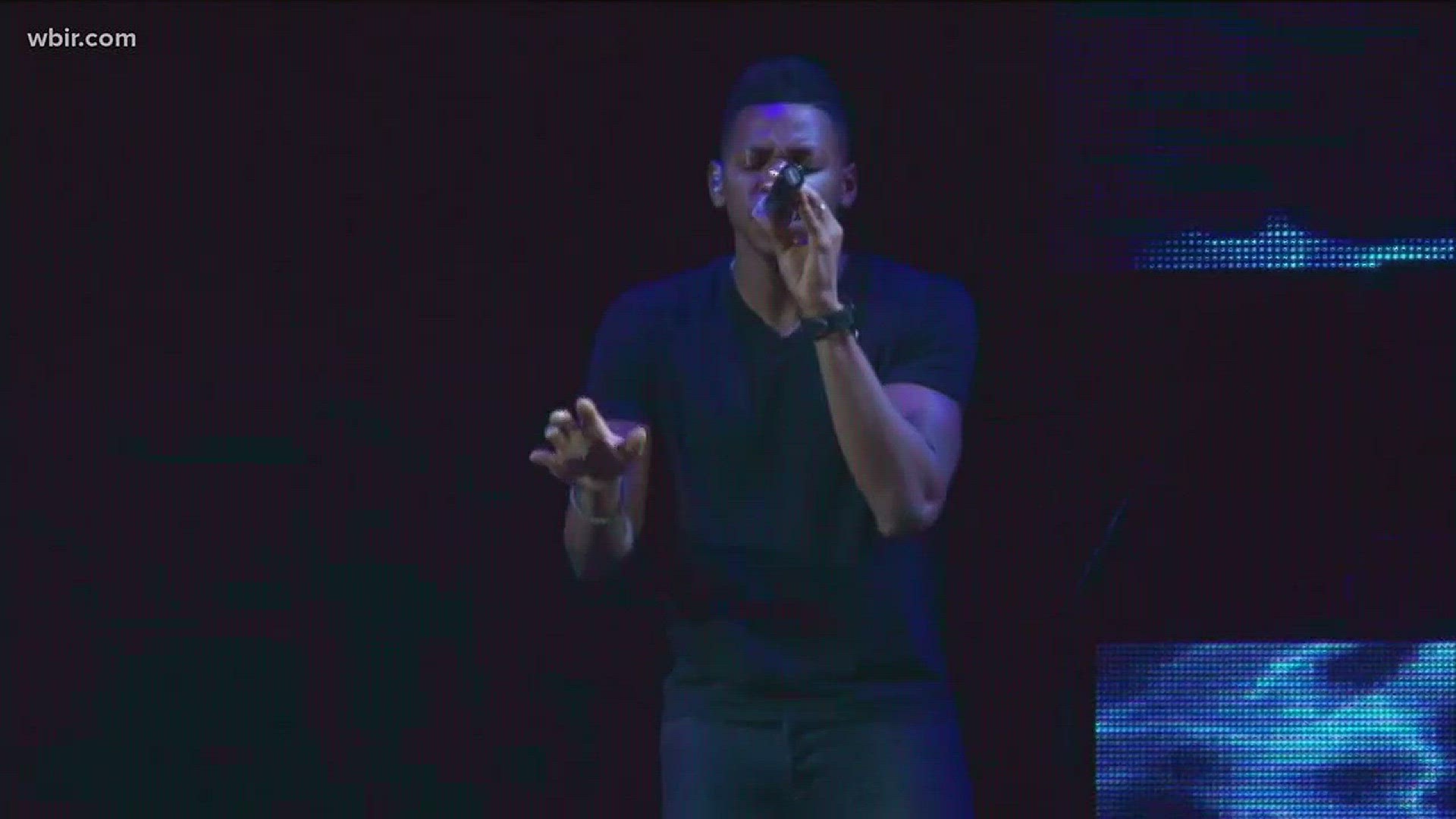 Season 12 winner of the Voice Chris Blue sung at Cokesbury Church Sunday afternoon. He's working on his debut album.