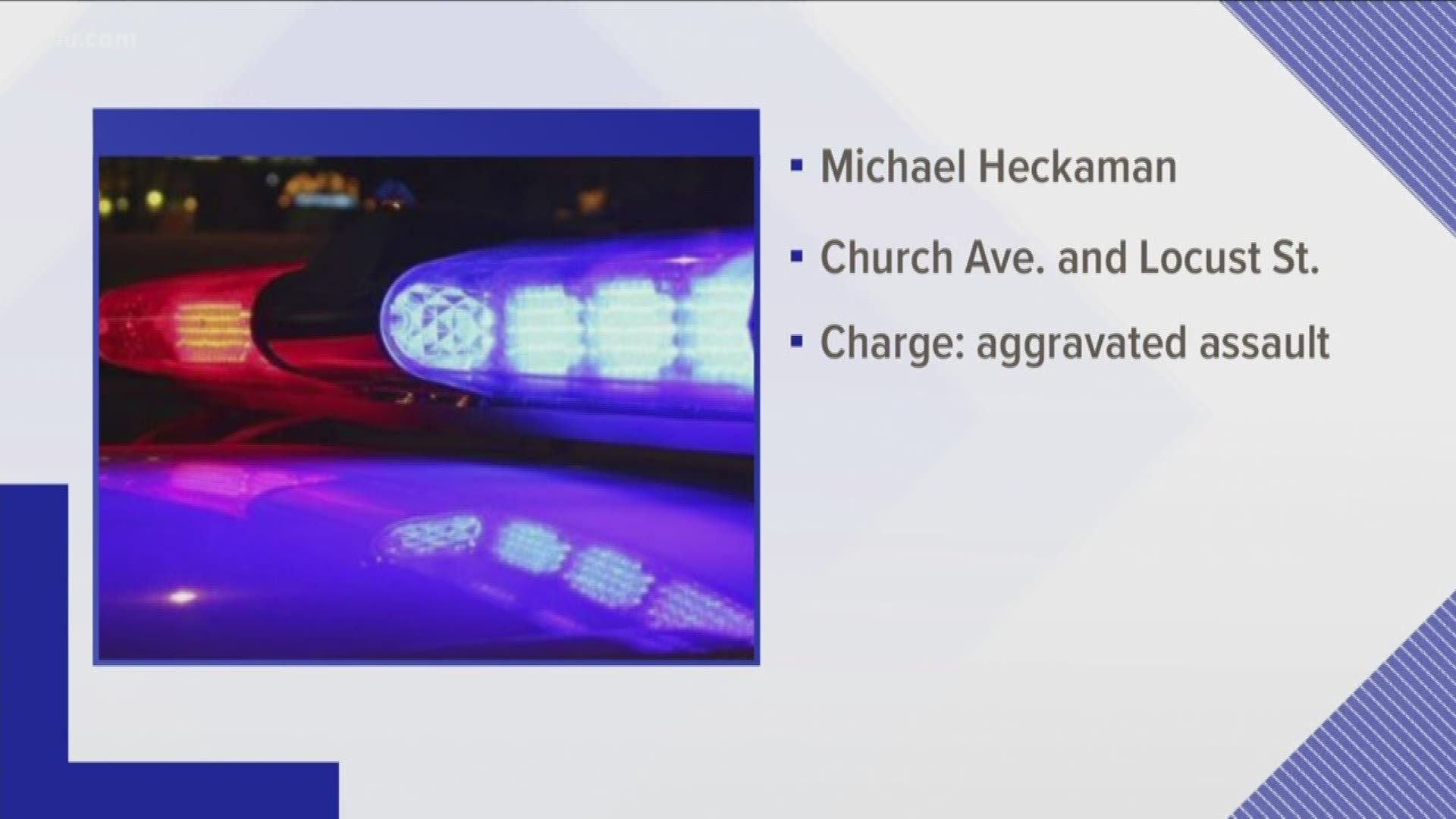 KPD said Michael Heckaman, 22, was driving and cut off a family near Church Avenue and Locust Street, got out of his vehicle and waved a black BB gun at the family.