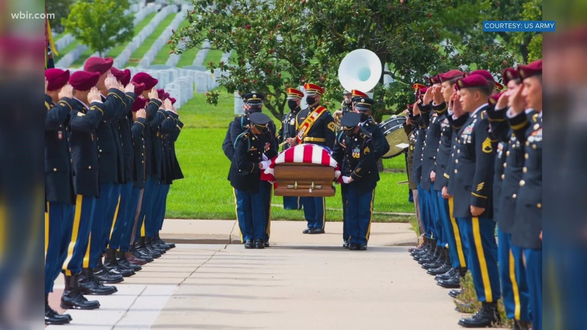 A grateful nation honored U.S. Army Staff Sgt. Ryan Knauss on Tuesday, bidding him farewell in a private funeral service at Arlington National Cemetery.