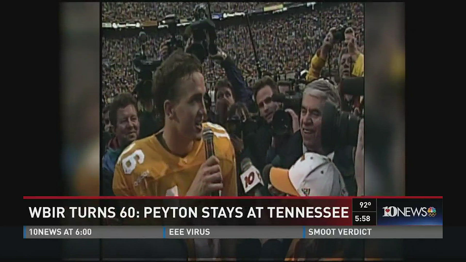 In March of 1997, Peyton Manning announced that he would stay at the University of Tennessee for his senior season rather than going pro. August 3, 2016.
