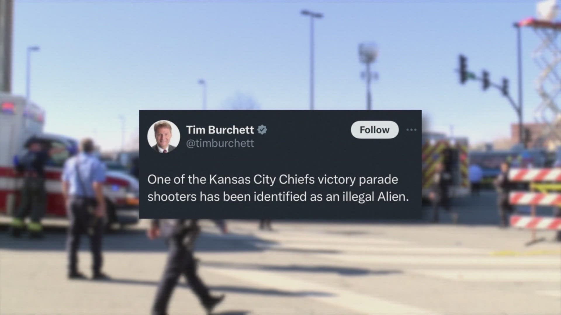 This is tied to a post Burchett made on social media after the shooting at the Kansas City Chiefs Super Bowl parade.