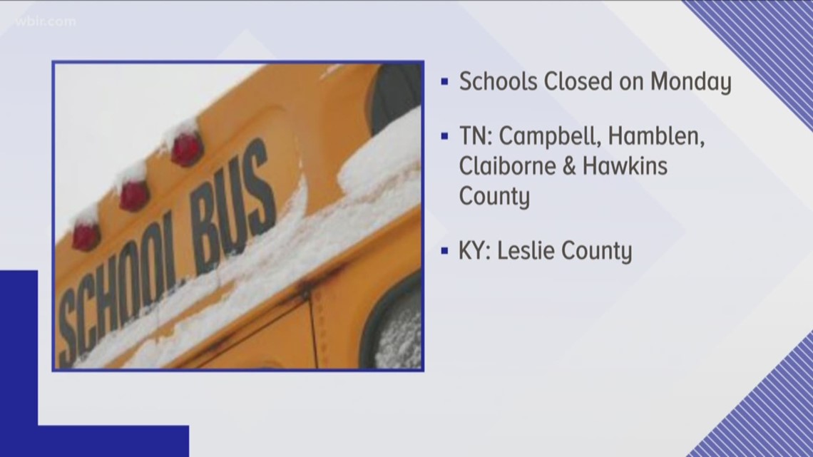 School closures, delays for Monday