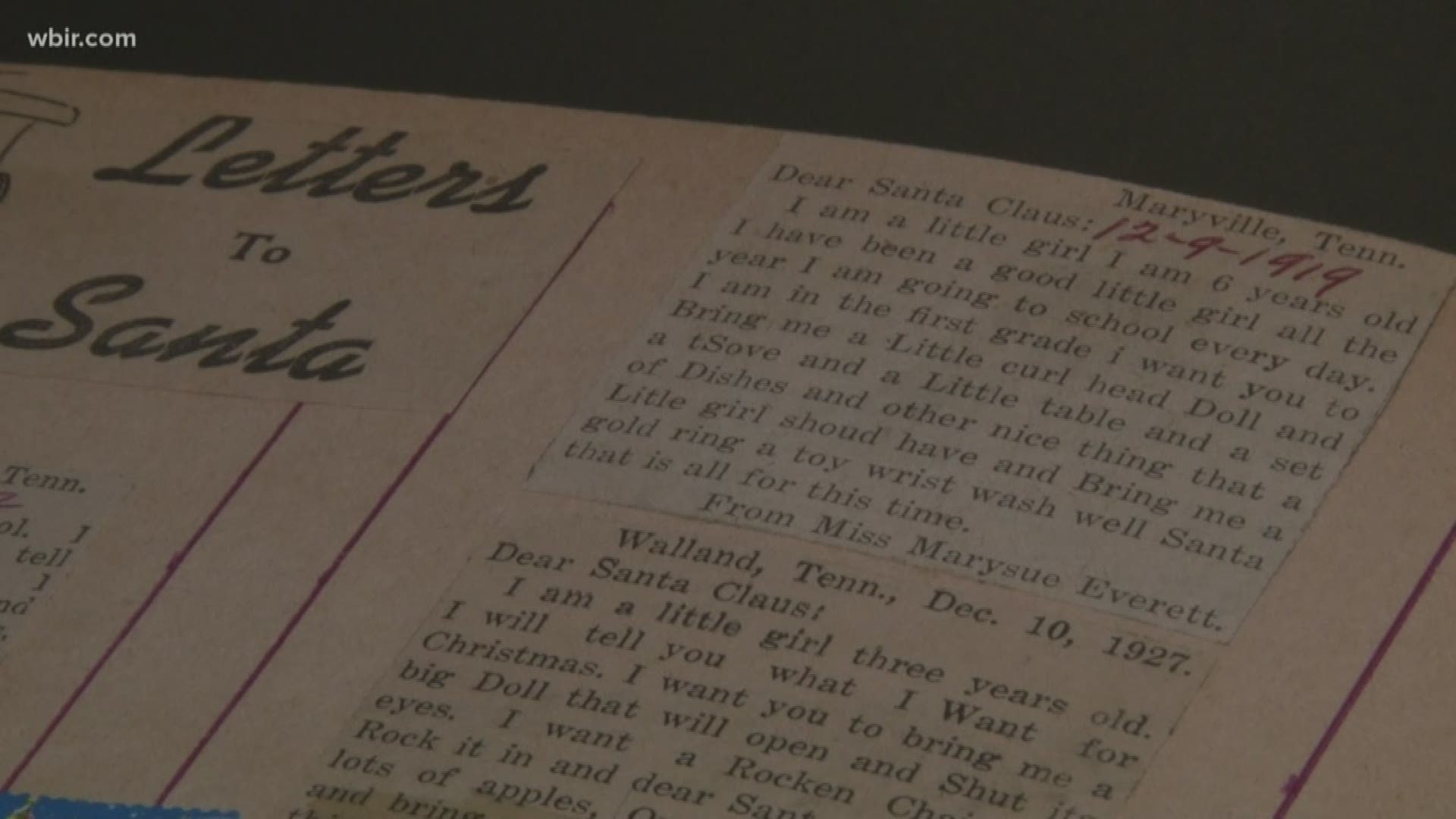 Dear Santa: Letters written 100 years ago now on display | wbir.com
