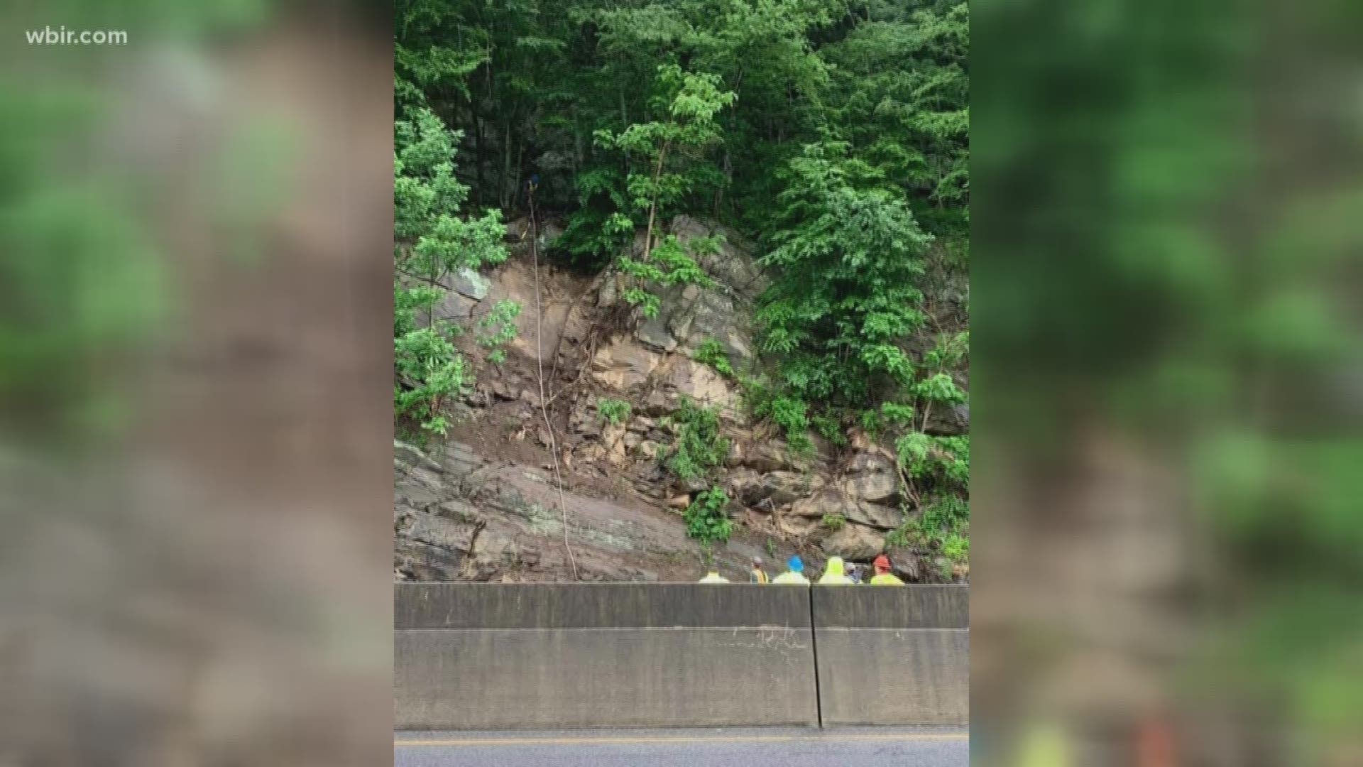 NCDOT blames the heavy rain for causing the slide, saying it expects to have it cleared by the end of the night.