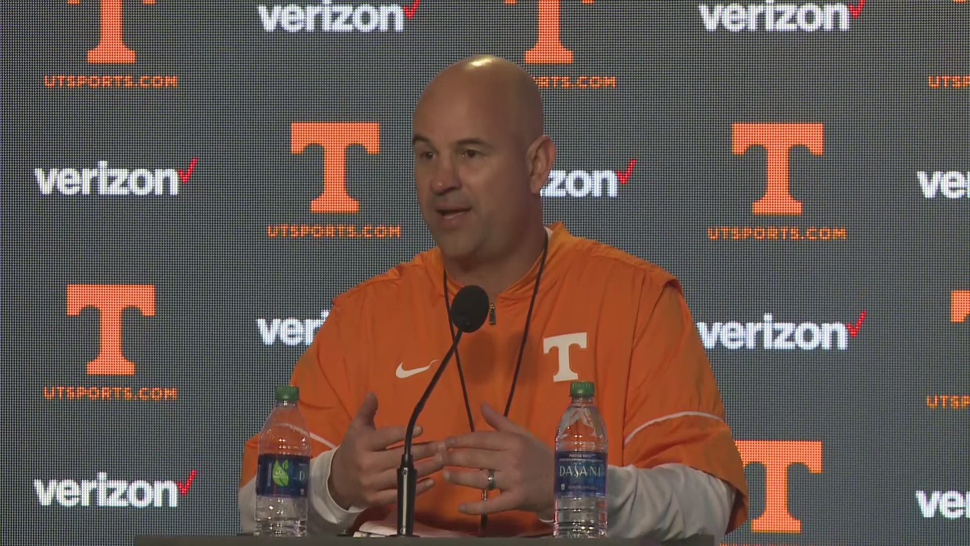 Jeremy Pruitt talks to the media following his first spring practice as head coach of the Vols.