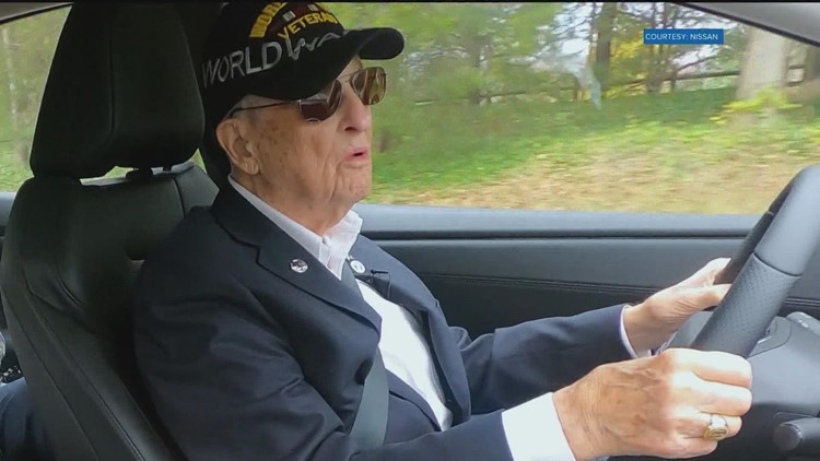 101-year-old veteran drives his first electric vehicle