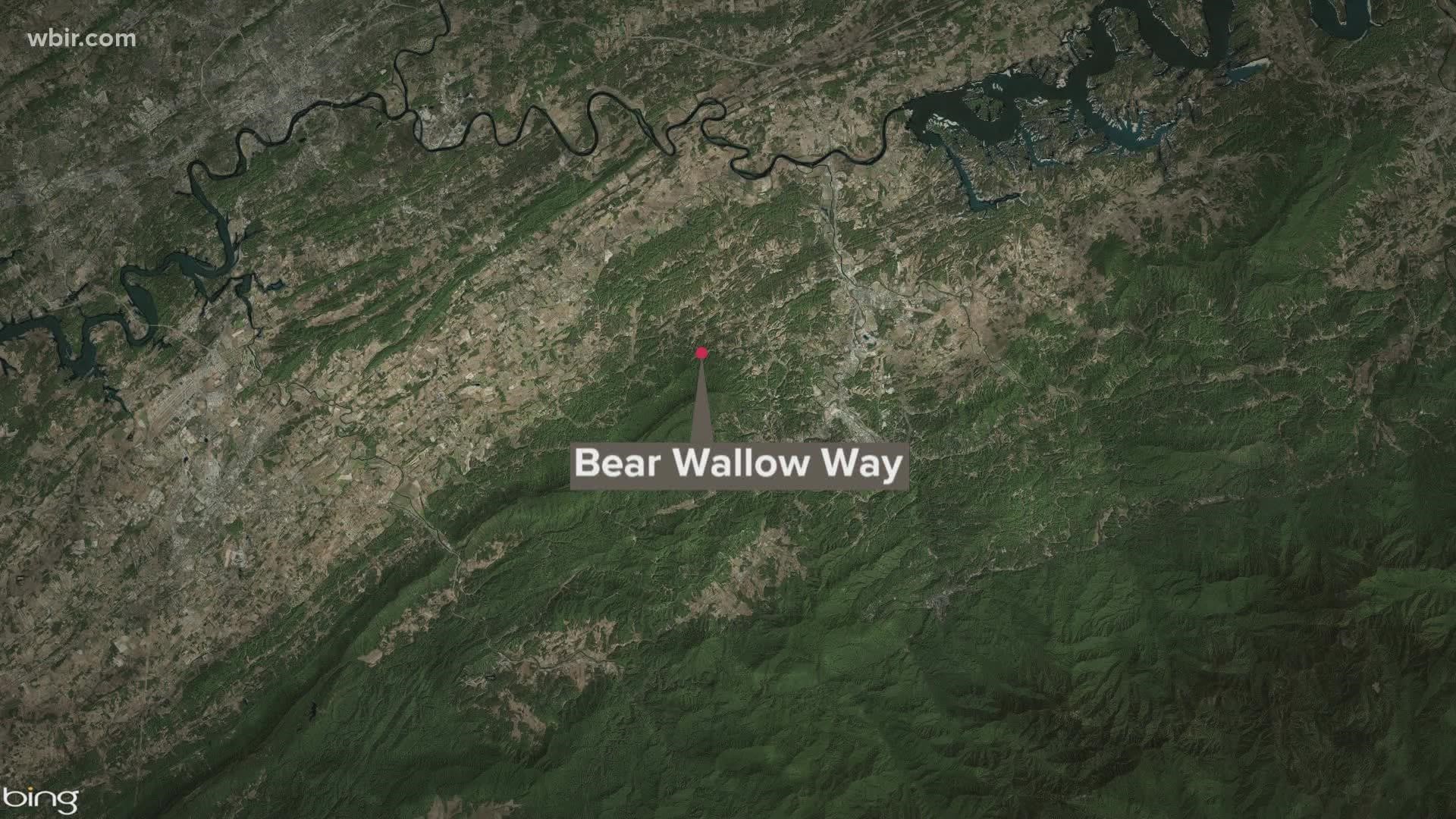 Sevier County EMA says the fire is in a remote area near bear wallow way just outside of Pigeon Forge.