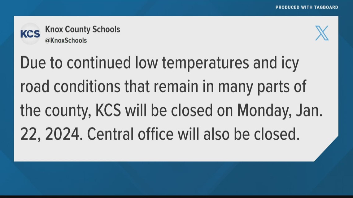 Several school closings across East TN on Monday due to icy conditions