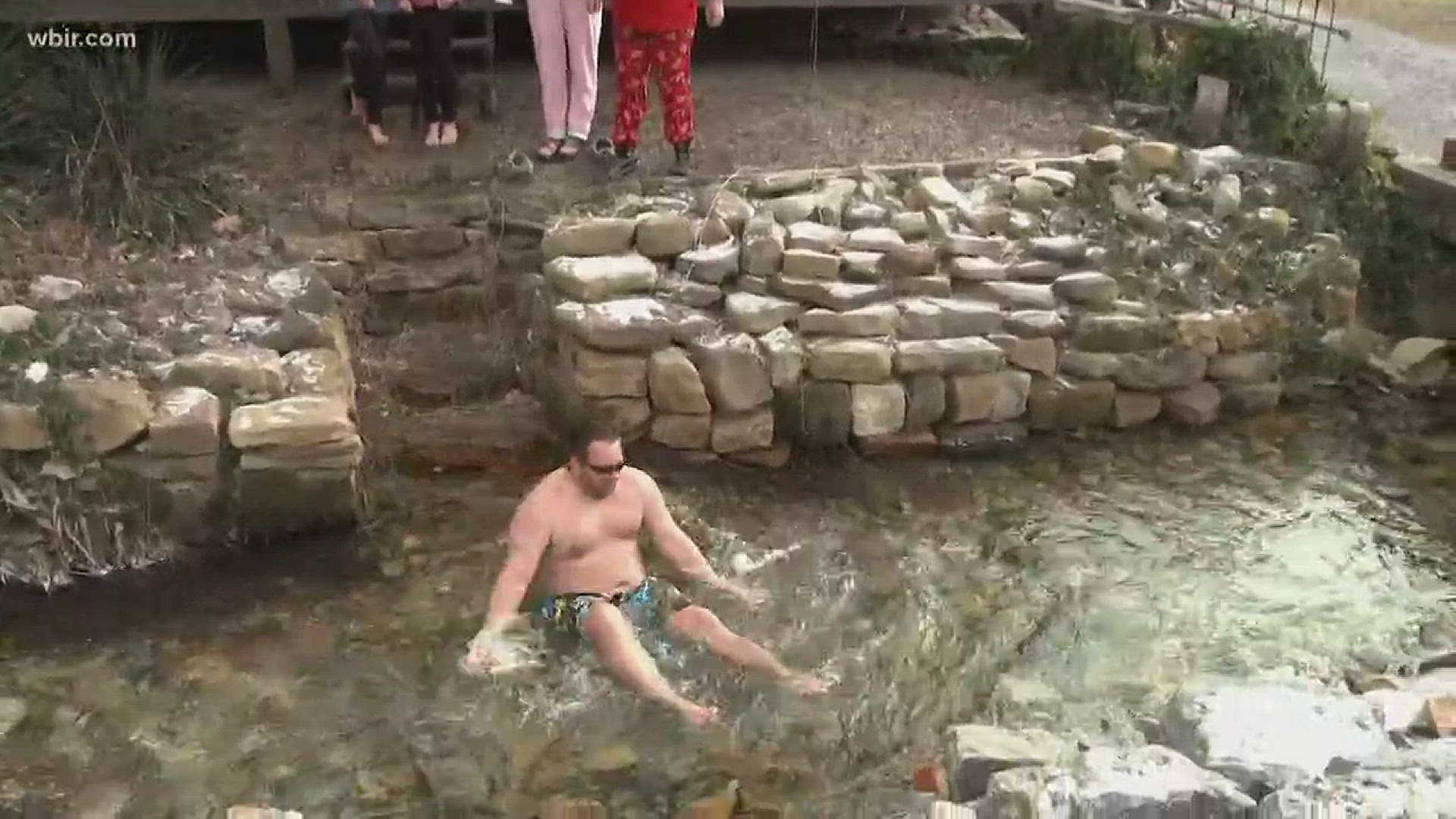 Jan. 1, 2018: The official New Year's Day polar dip in Cumberland Gap was canceled, but some swimmers decided to carry on the tradition on their own.