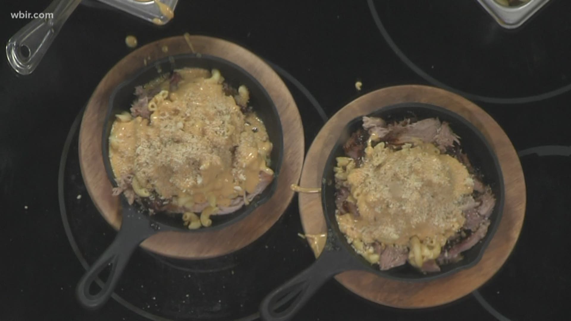 We were in the kitchen with Lee Rice, the culinary director at a new restaurant in Pigeon Forge called Puckett's, and he showed us how to make Piggy Mac.