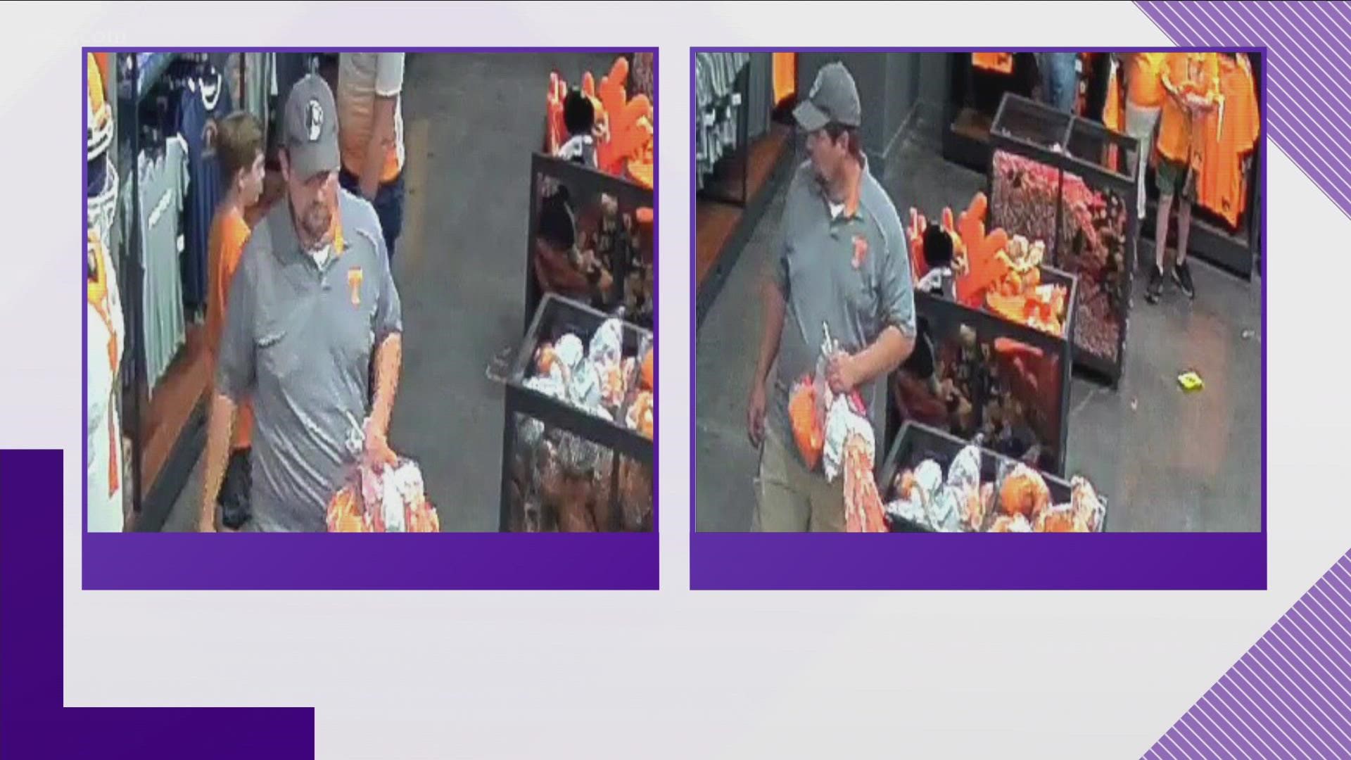 Police said that the man spent $350 in Neyland Stadium with a stolen credit card during the Vols' first football game.