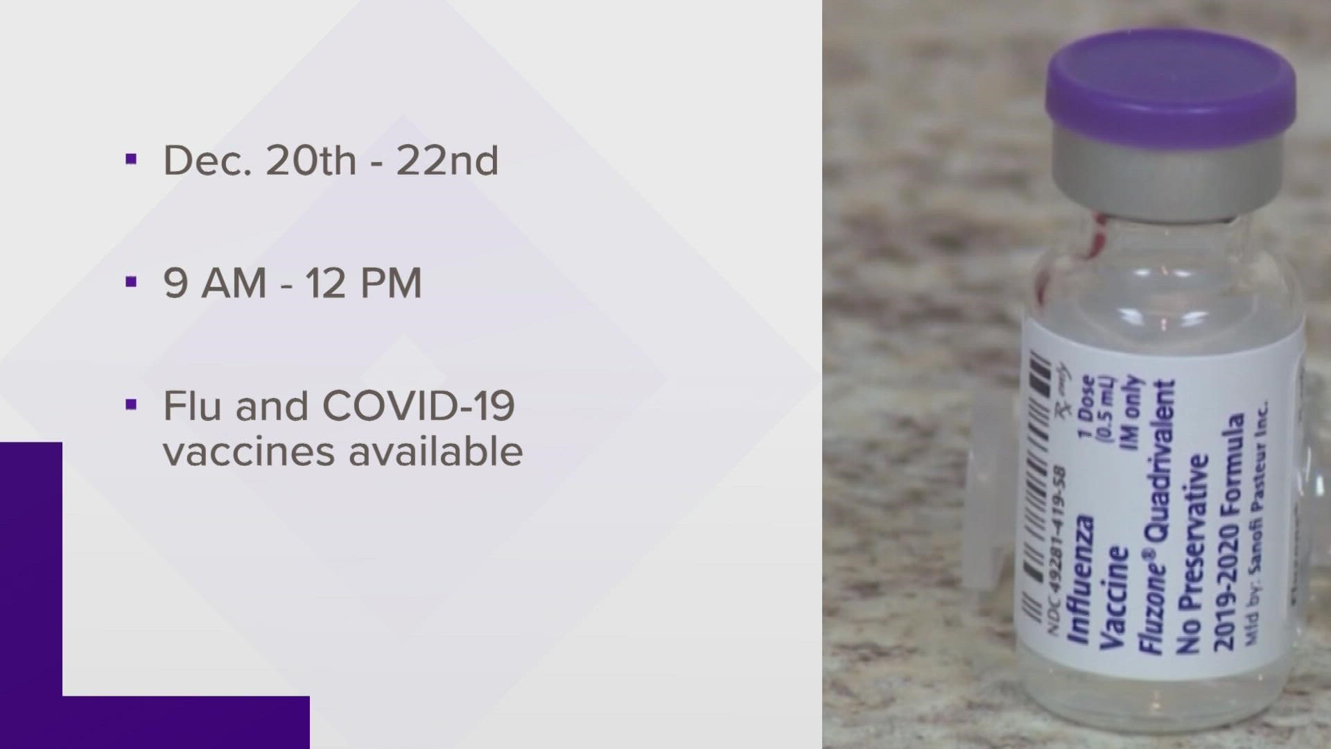 Officials said they've seen a jump in flu cases they haven't seen in previous years. They will offer the flu vaccine and the COVID-19 vaccine plus boosters.