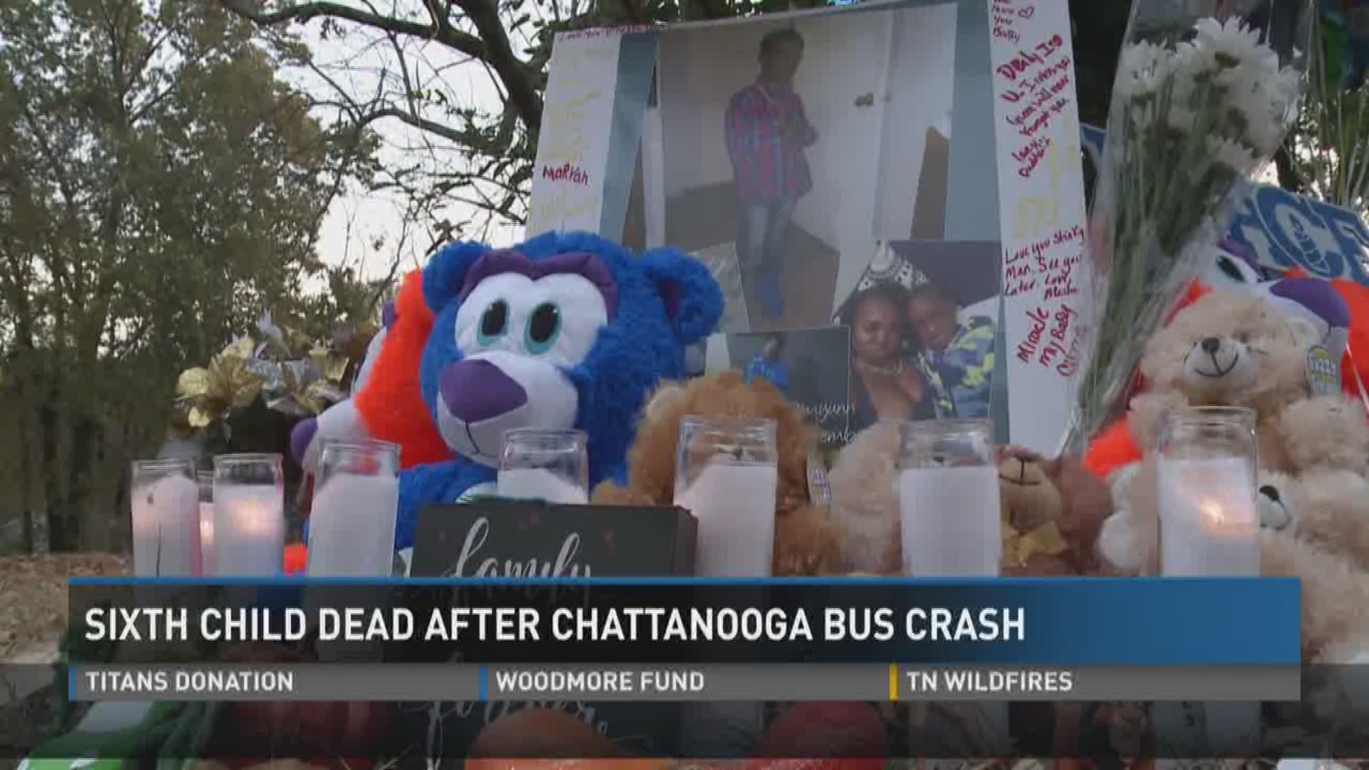 Nov. 23, 2016: A sixth child has died after a school bus crash in Chattanooga earlier this week.