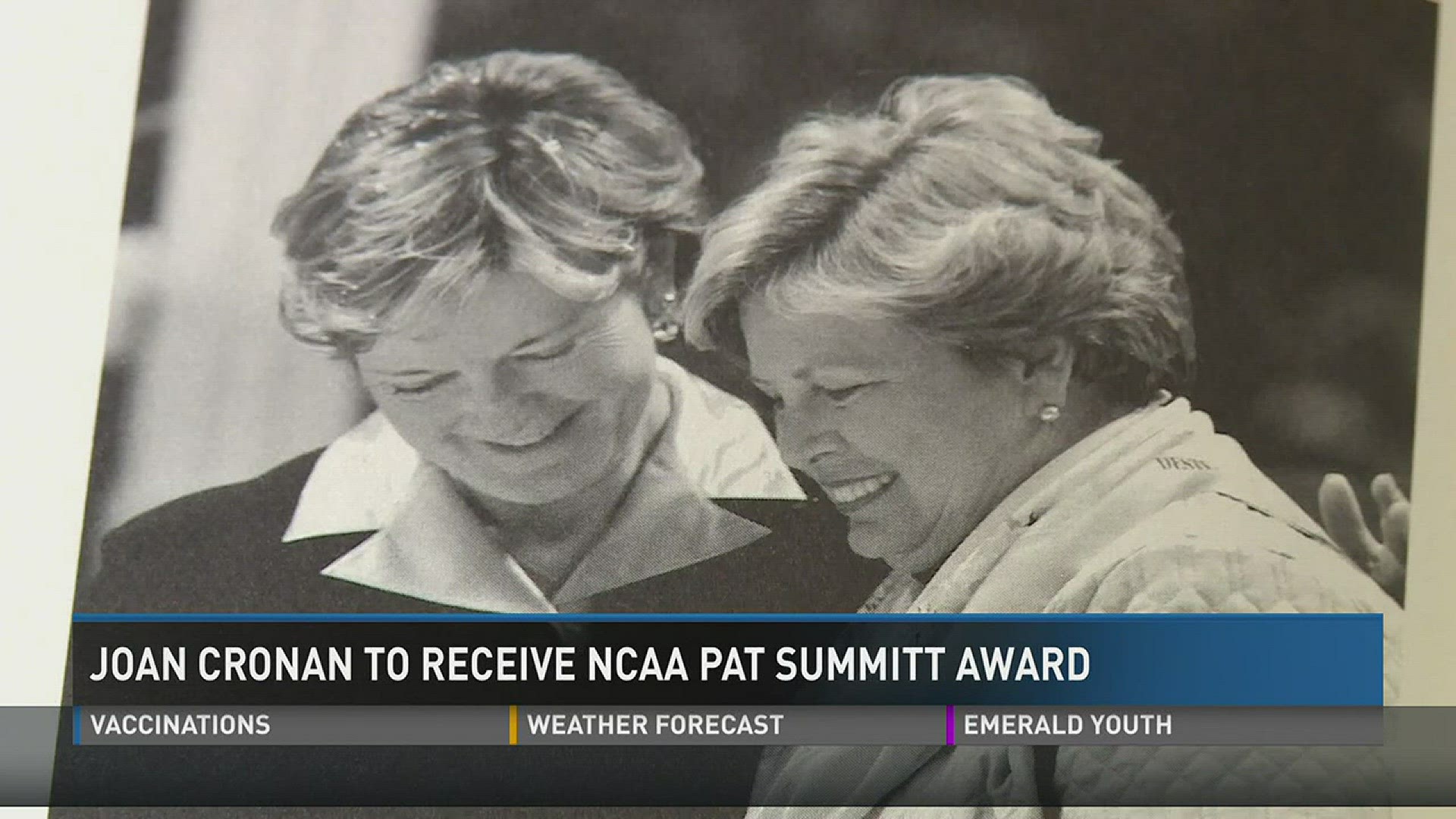 Jan. 11, 2017: The director of the Pat Summitt Foundation says Joan Cronan is the perfect choice to be the first recipient of an NCAA award created in the memory of Pat Summitt.