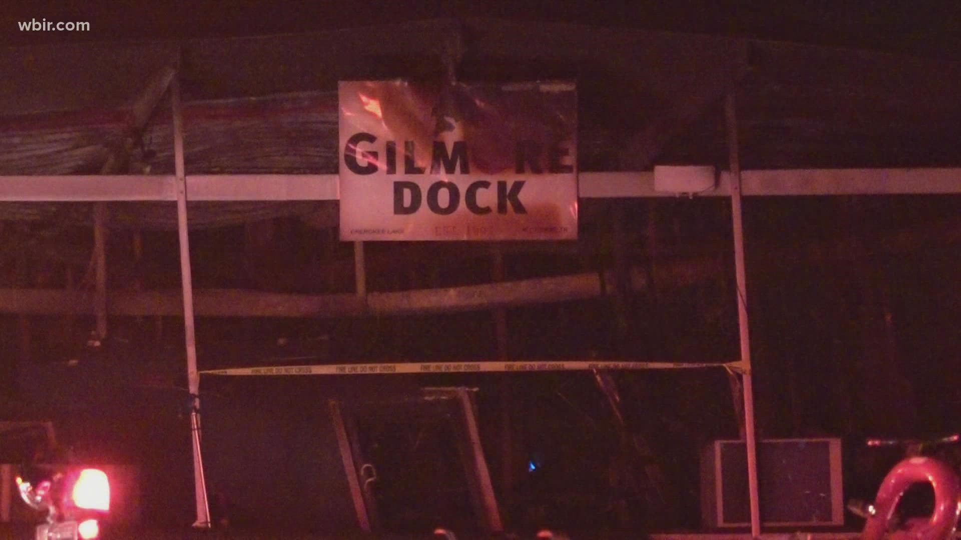 The fire broke out near the Gilmore Dock Tuesday evening at around 7 p.m., according to witnesses and dispatchers.