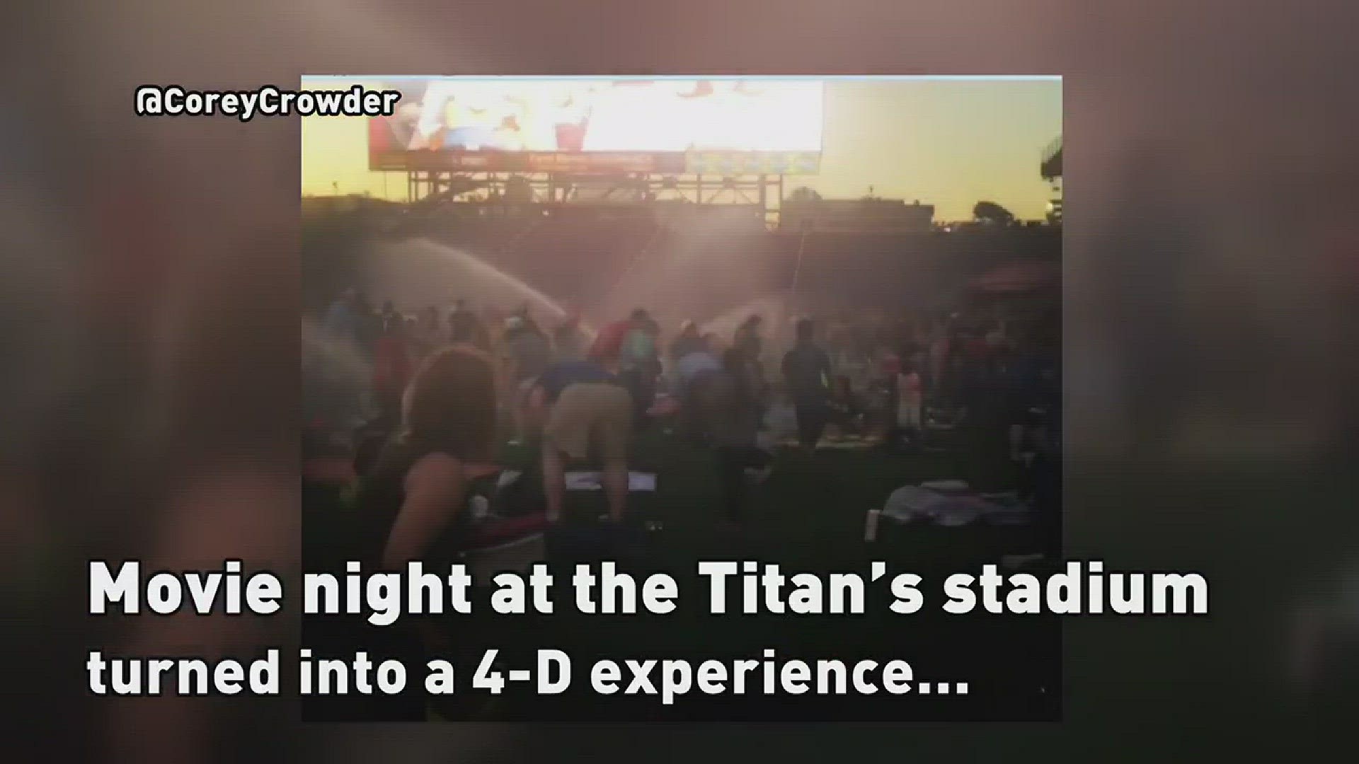 The Titans have apologized after sprinklers briefly turned on during a movie night at Nissan Stadium