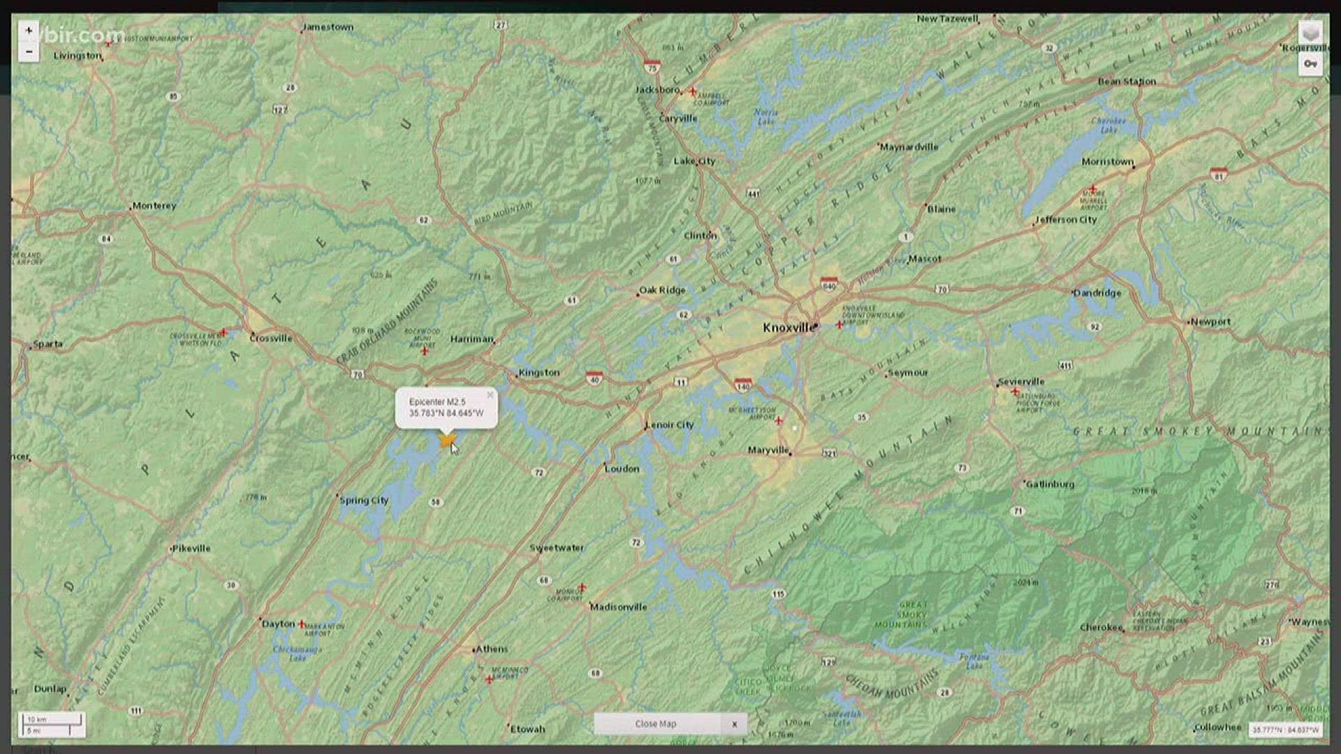 The 2.5 magnitude quake was reported before 7:00 a.m. Sunday near Rockwood.