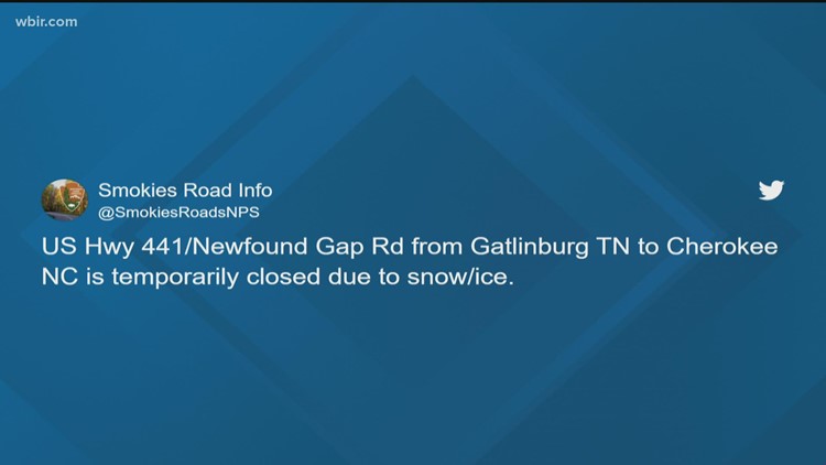 Laurel Creek Road, part of Newfound Gap Road closed due to winter storm