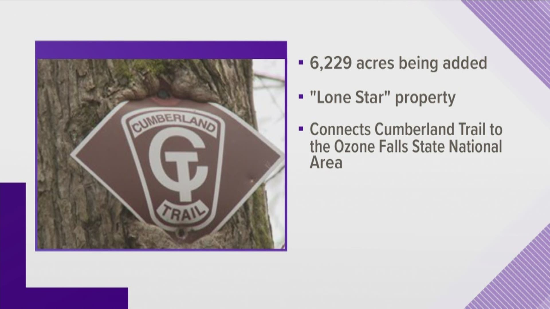 The "Lone Star" property will connect the Cumberland Trail State Park to the Ozone Falls natural area.