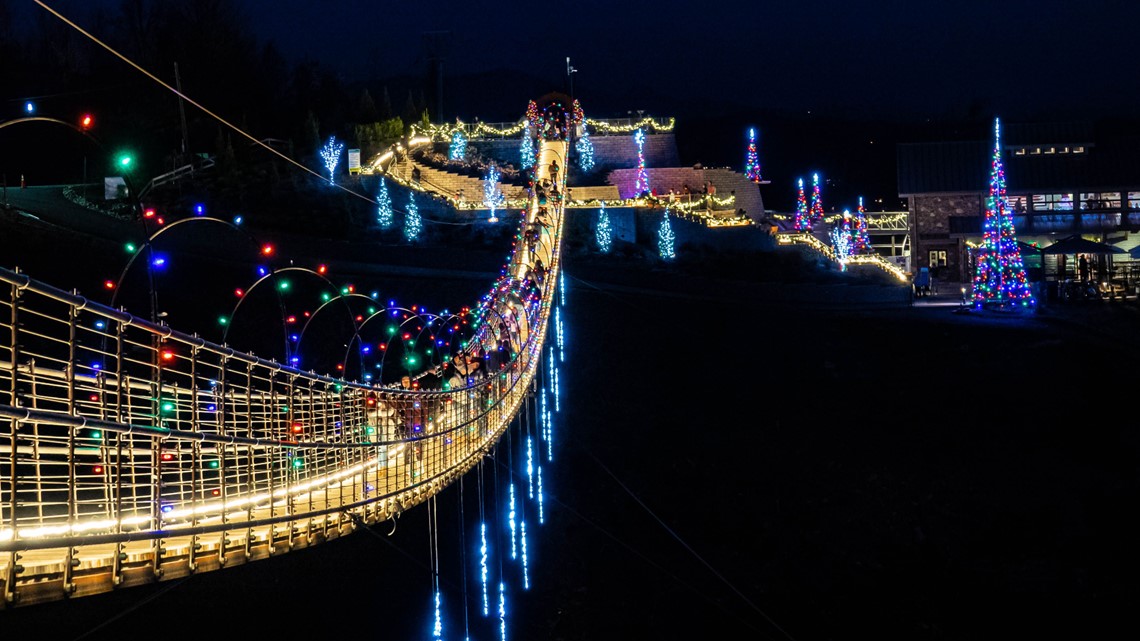 Check out the SkyBridge in Gatlinburg all lit up for Christmas!