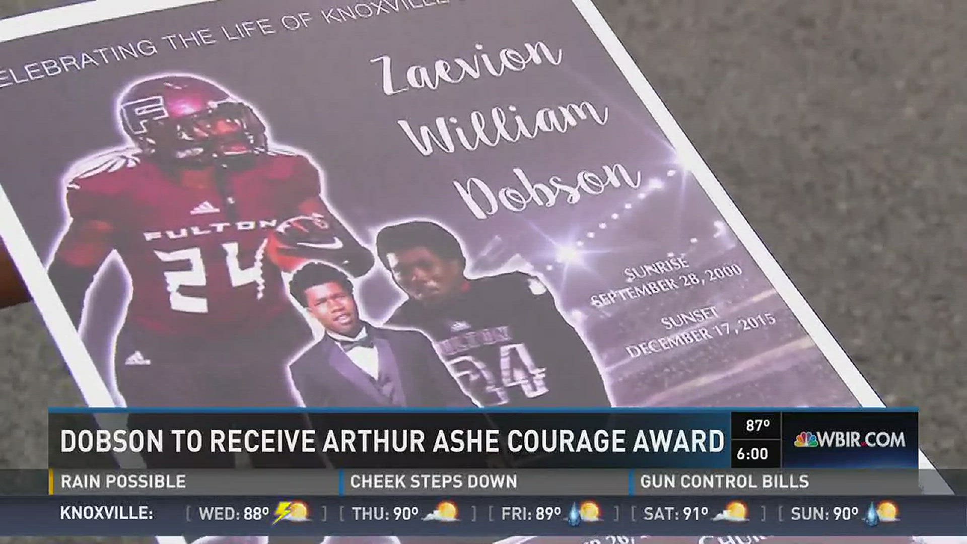 Knoxville's Zaevion Dobson will posthumously be awarded the Arthur Ashe Courage Award at this year's ESPYs.