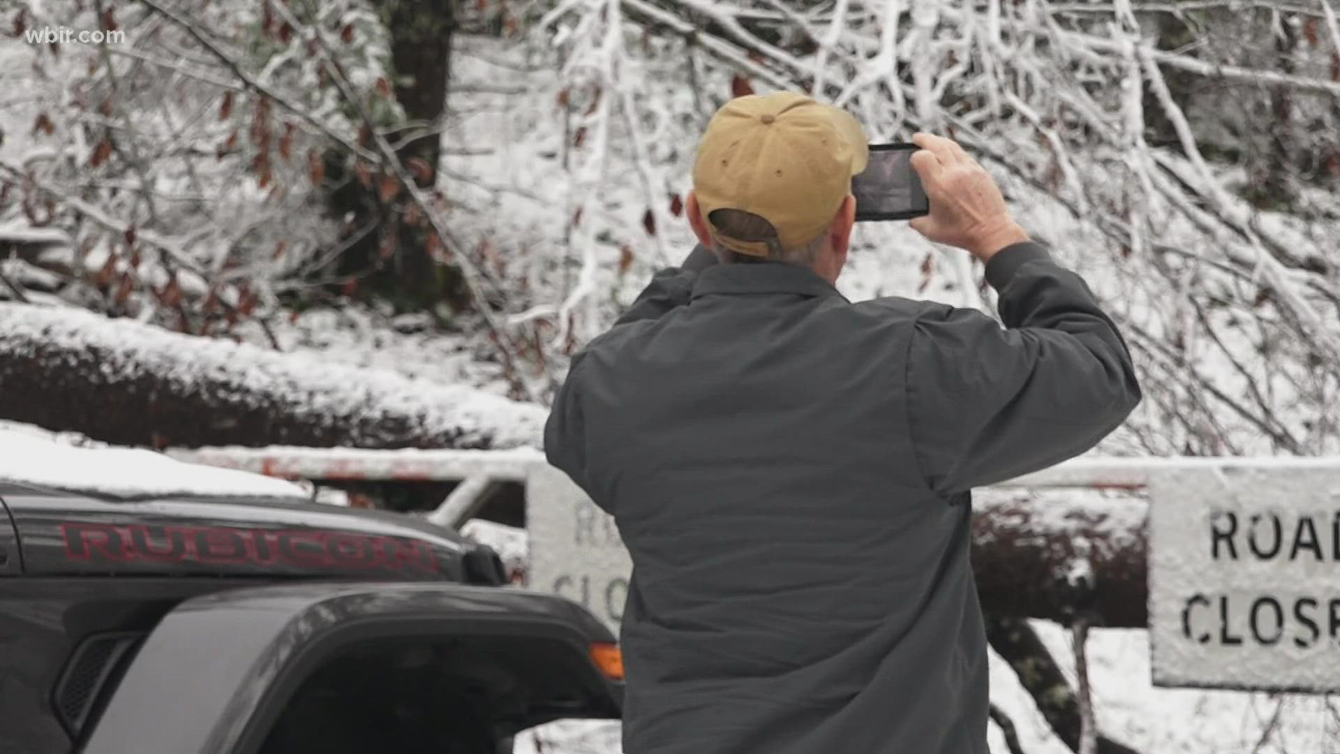 10News reporter Shannon Smith found lots of people playing in the snow at the base of the Foothills Parkway.