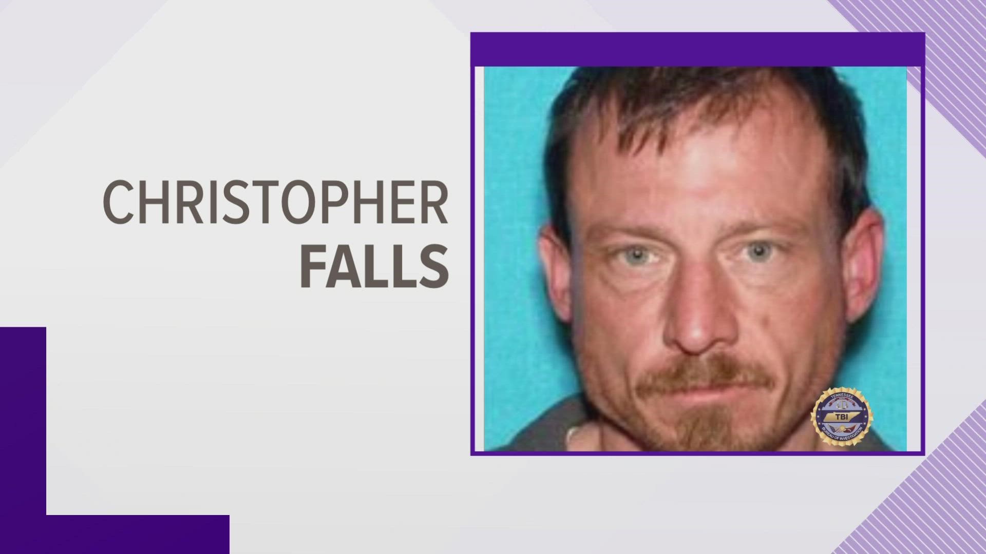 Christopher Strater Falls, 41, was wanted by the Morgan County Sheriff's Office and TBI for second-degree murder.