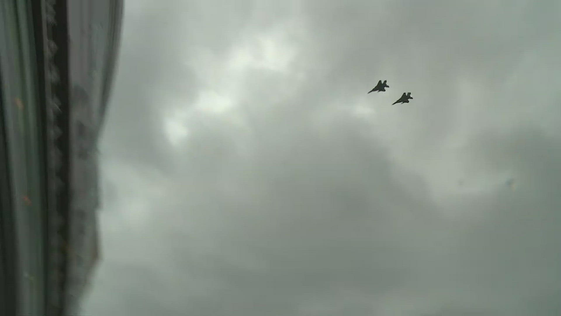 Three Air Force F/A-15 fighter jets flew over UT campus and Neyland Stadium to start the Vol Walk on Saturday afternoon before the game against LSU. It was Brady Hoke's first Vol Walk as interim head coach.
