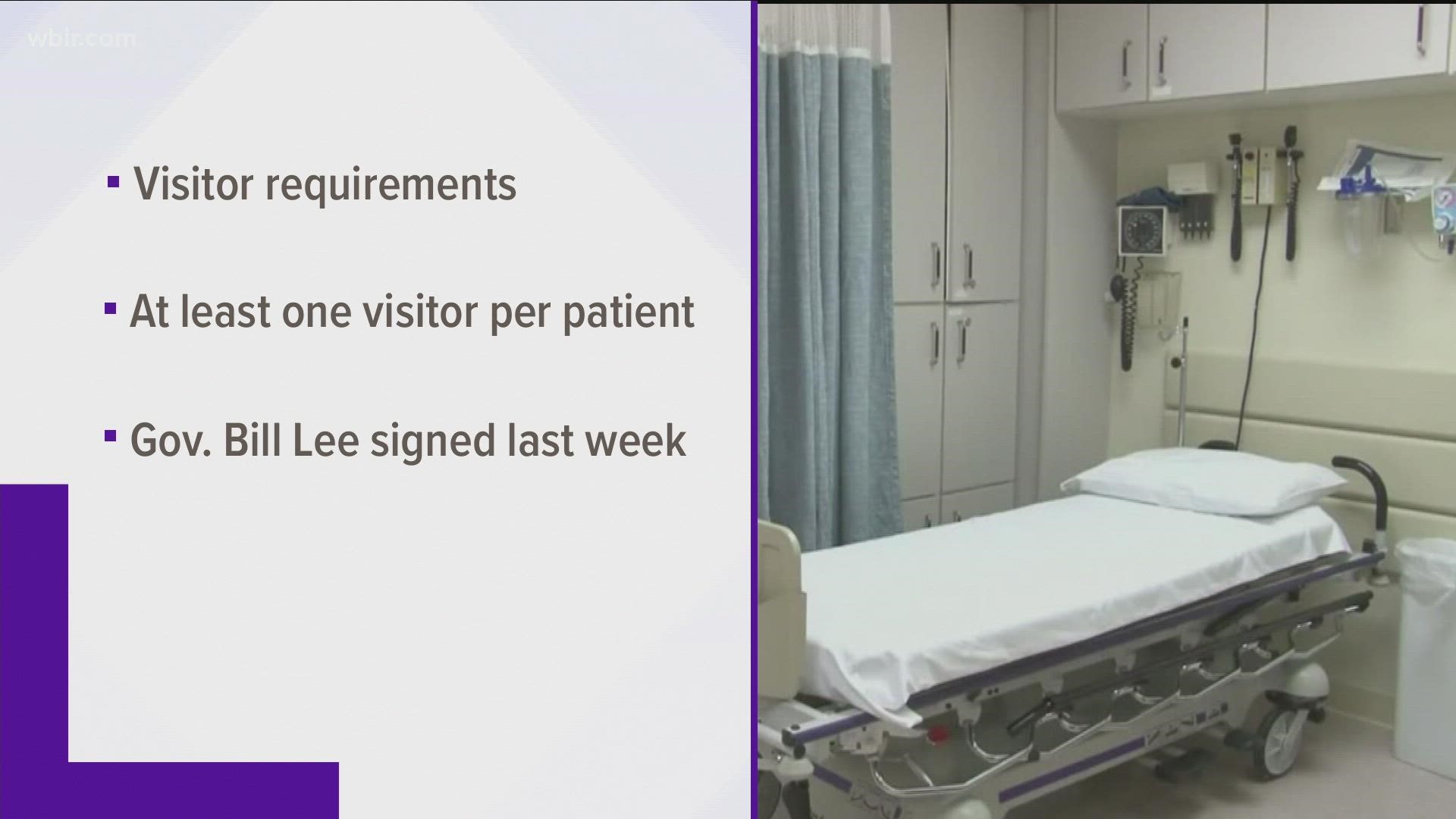 Part of the new law would prevent hospitals from restricting patients from having at least one visitor.