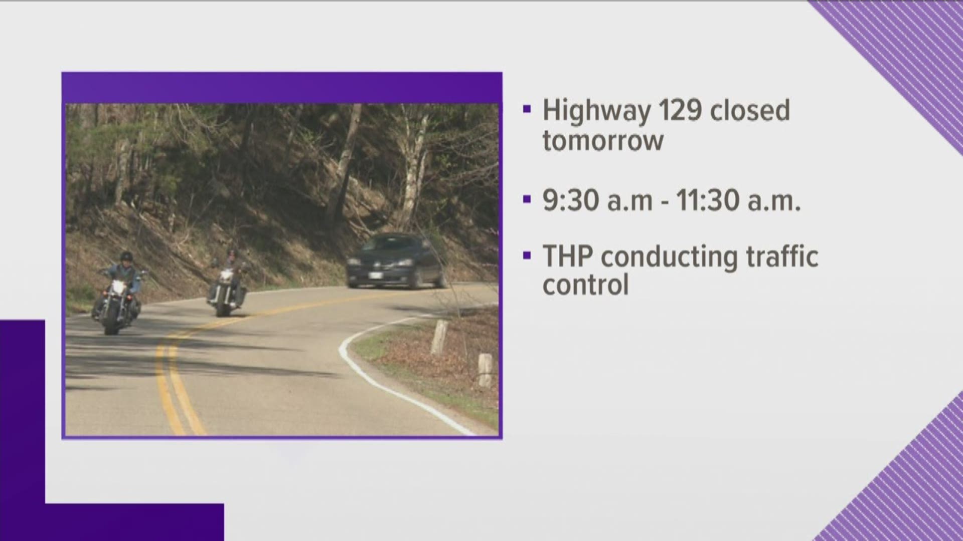 THP handling closures 9:30 a.m.-11:30 a.m. Sunday.