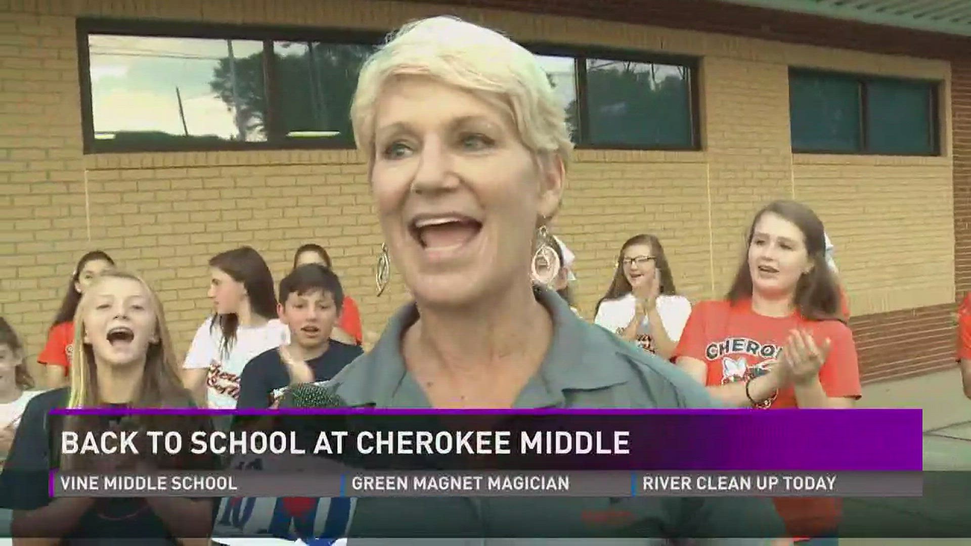 Rebecca Sweet saw a lot of cheer today for the first day of school at Cherokee Middle.