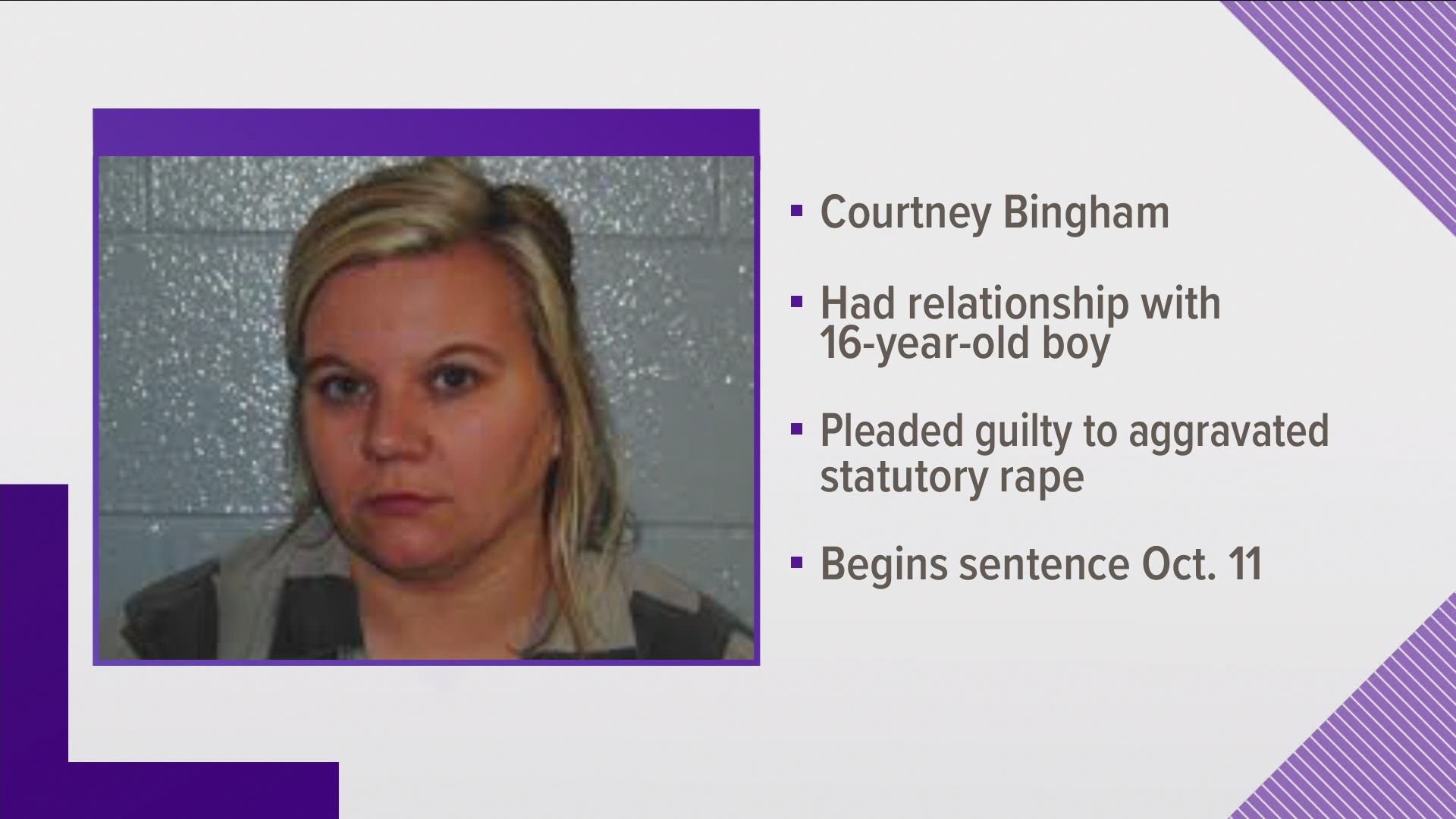 A Loudon County woman pleaded guilty and was sentenced for aggravated statutory rape of a teen boy.