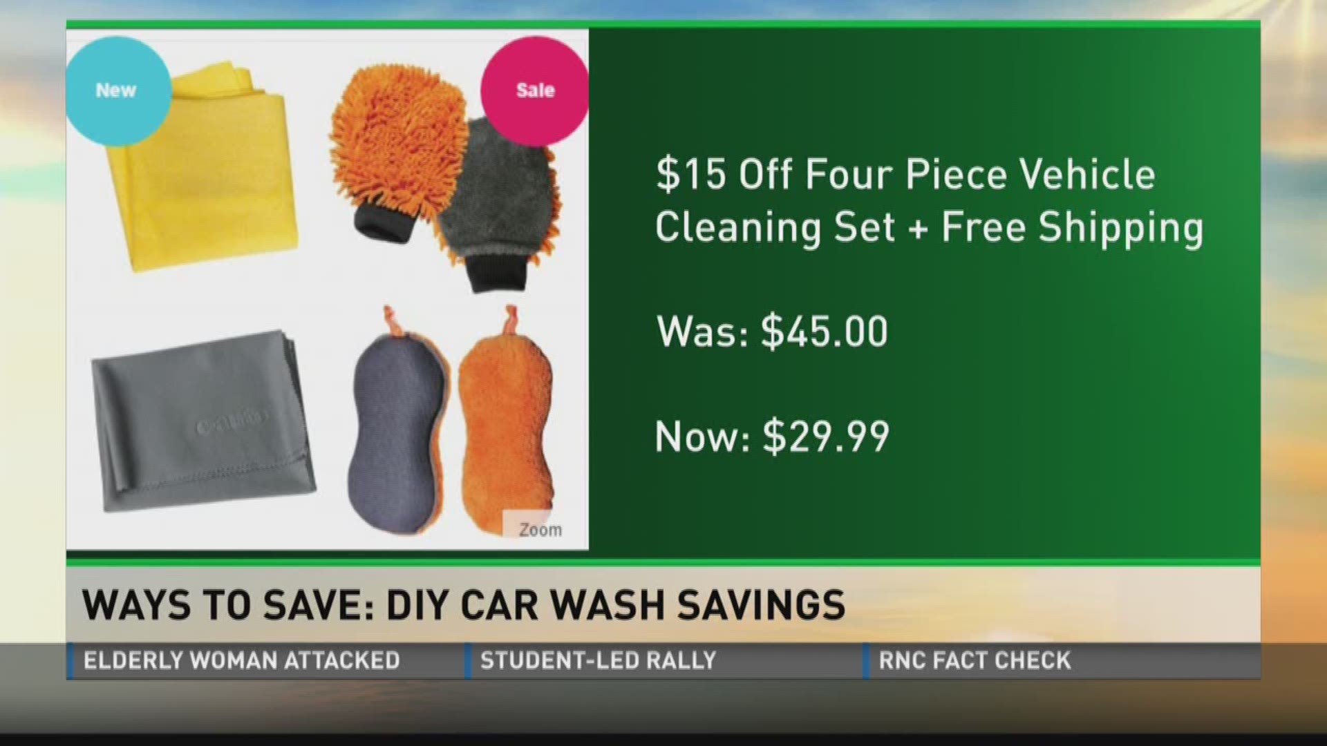 Money man Matt Granite shows how to save on a DIY car wash cleaning set.